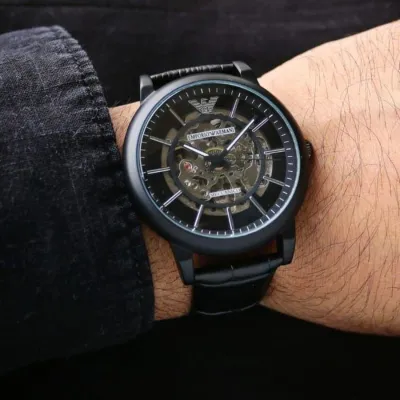 Emporio Armani Automatic Black Leather Black Watch